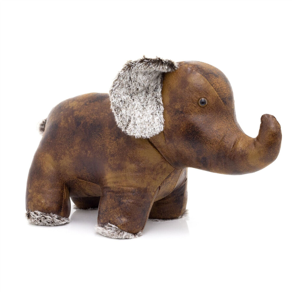 Bruno Elephant Doorstop | Faux Leather Weighted Elephant Animal Door Stop 2kg