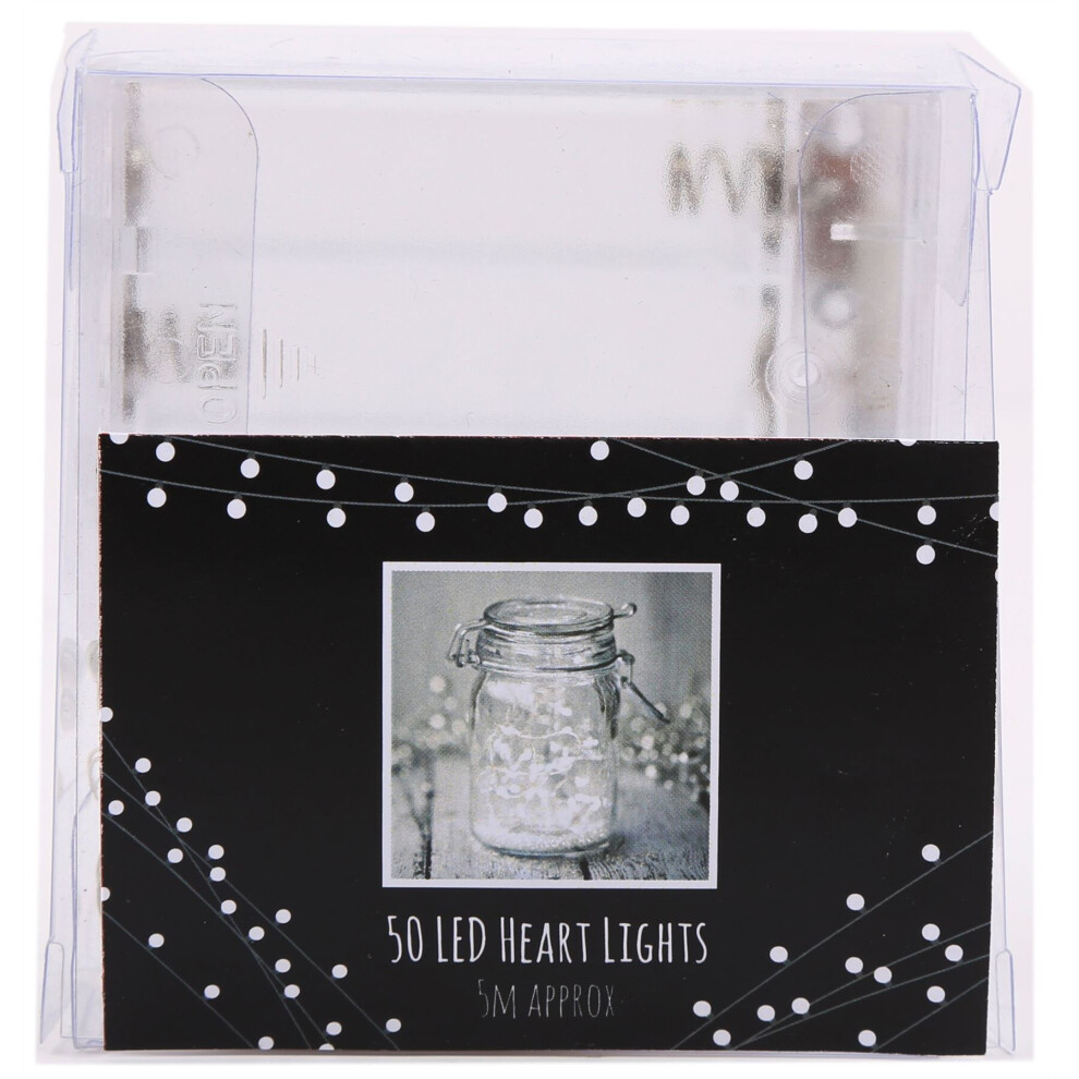 Battery Operated Heart LED Fairy Light String 5 Metres