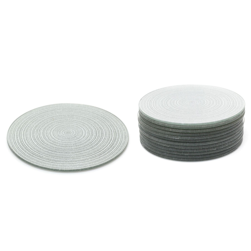 20cm Pack Of Twelve Silver Swirl Mirrored Glass Glitter Candle Plate Stand