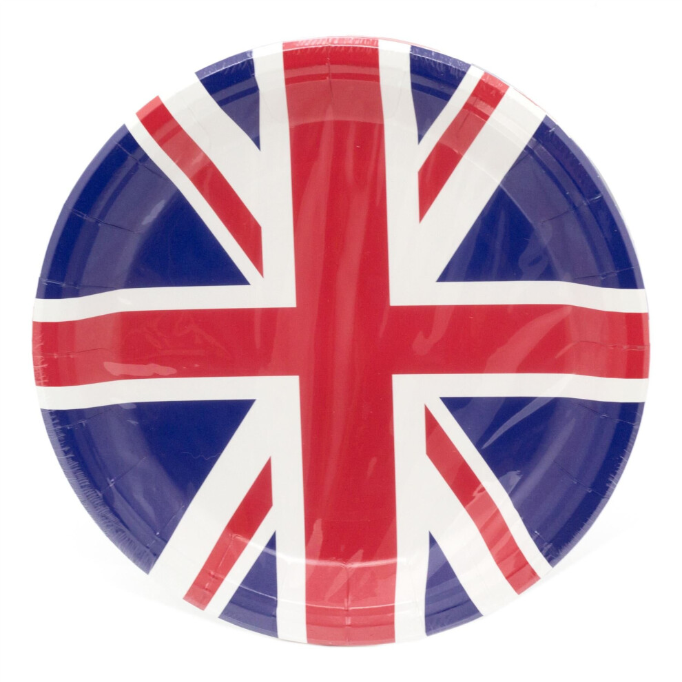 Carousel Pack Of 8 Union Jack Party Plates | Set Of 8 Great Britain Union Jack Paper Plates | Queens Platinum Jubilee Party Plates