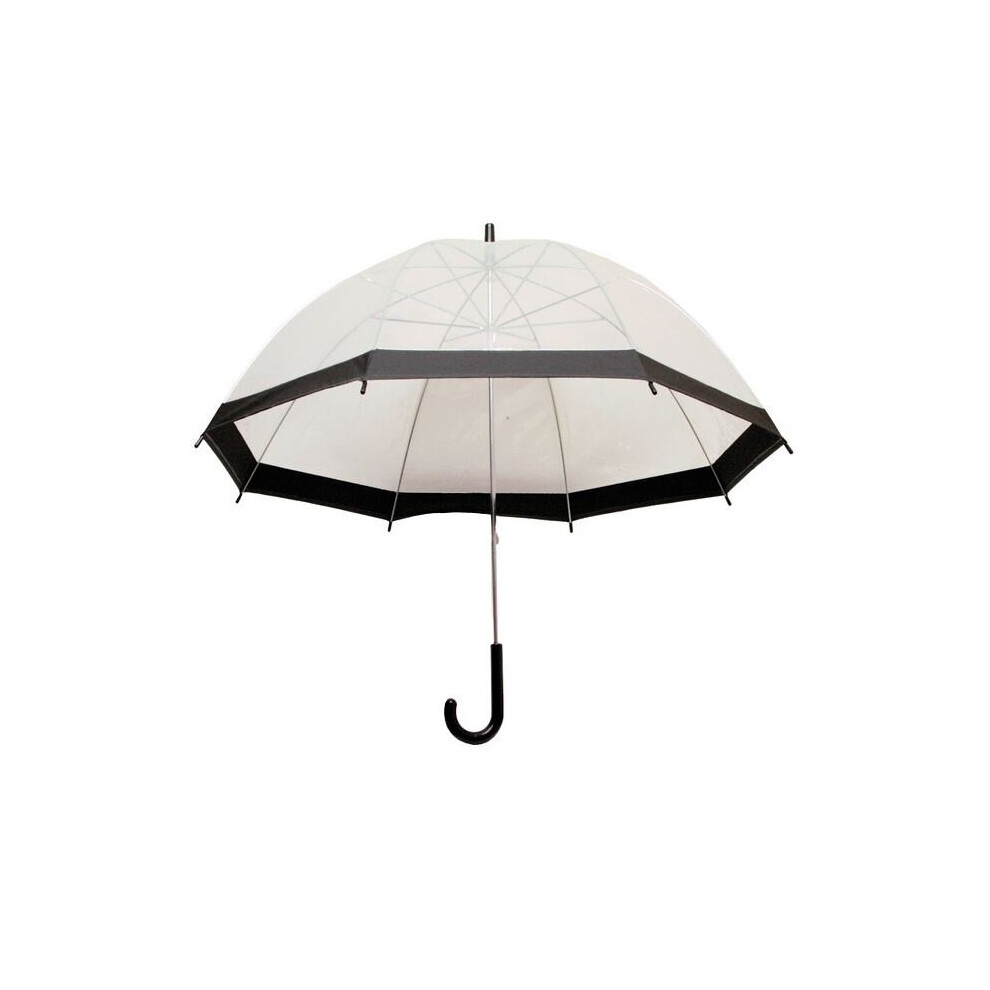 Clear See Through Transparent Dome Bubble Parasol Birdcage Umbrella ~ Black
