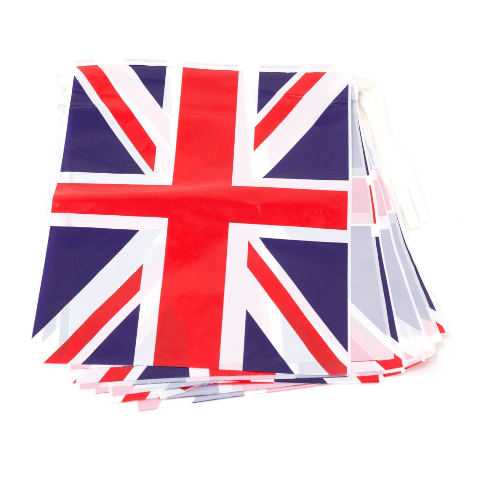 Carousel 10M Union Jack Bunting British Flag Square Bunting | 20 Flags Union Jack Bunting | Queens Platinum Jubilee Bunting Party Bunting