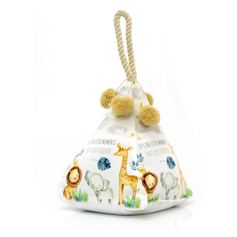 Carousel Plush Baby Animal Nursery Doorstop | Children's Plush Safari Door Stop White
