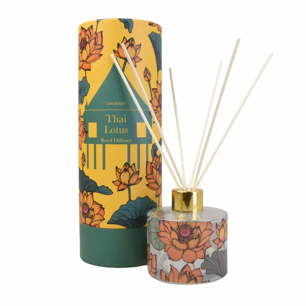 Carousel 150Ml Glass Reed Diffuser With Thai Lotus Flower Scent | Home Fragrance Reed Diffuser Set | Scented Oil Room Diffuser - Aroma Gift