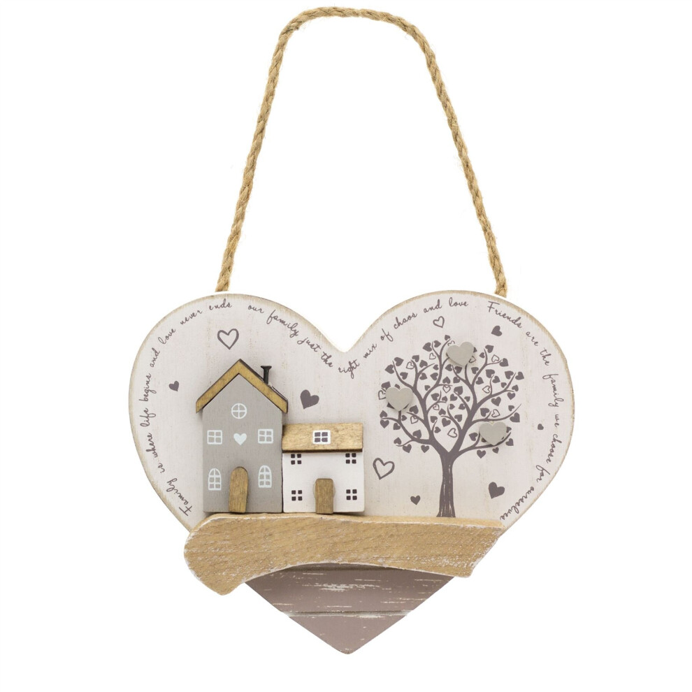 Carousel Shabby Chic Wooden Heart Shaped Family And Friends Sign | Family Friends Quotes Heart Wall Plaque | Wooden Hanging Hearts