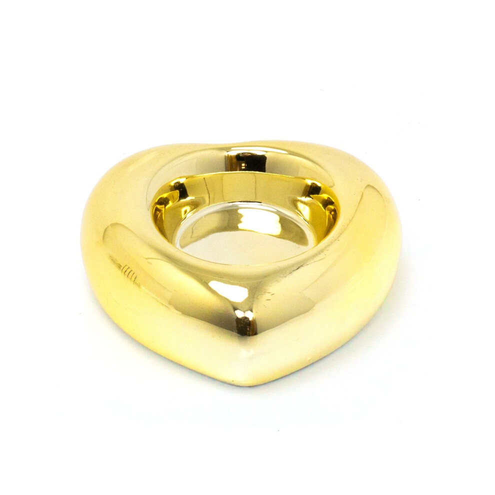 Ceramic Gold Heart-shaped Tealight Holder | Love Heart Tea Light Candle Holder | Votive Candle Holder Wedding Tealight Candle Holders