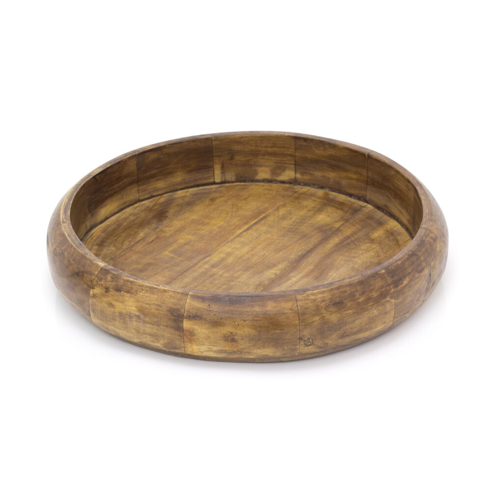 Carousel 33Cm Large Mango Wood Fruit Bowl | Salad Bowl Kitchen Serving Bowl | Rustic Wooden Display Bowl