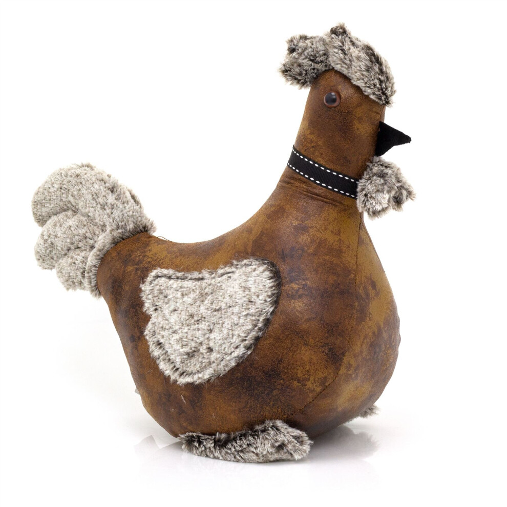 Carousel Cooper Cockerel Doorstop Faux Leather Door Stop | Novelty Indoor Rooster Door Stop Bird Doorstop | Decorative Weighted Cockerel Door Stopper - 1.8Kg