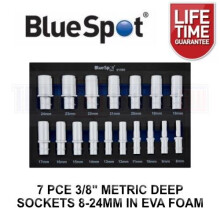 Bluespot Tools 17 Piece 3/8" DR Metric Deep Sockets 8 - 24MM in EVA Foam Tray 01560