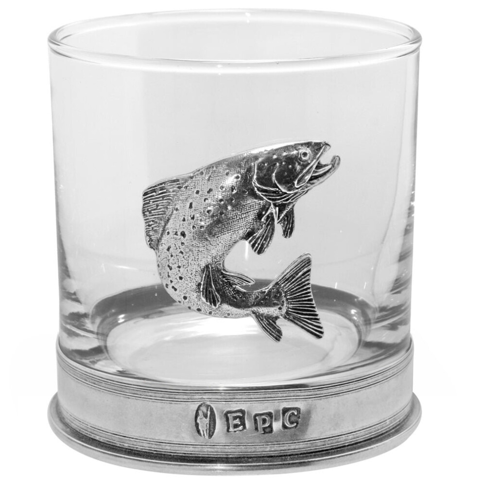 11oz Trout Fishing Pewter Whisky Glass Tumbler