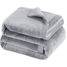 (Silver  Fleece Blanket , Double ) Faux Fur Fleece Blanket Throw Soft Sherpa Blankets Sofa Bed UK