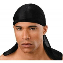 DURAG MEN'S Silky Smooth Satin Stretchable Breathable Headwraps Boys Black UK SELLER