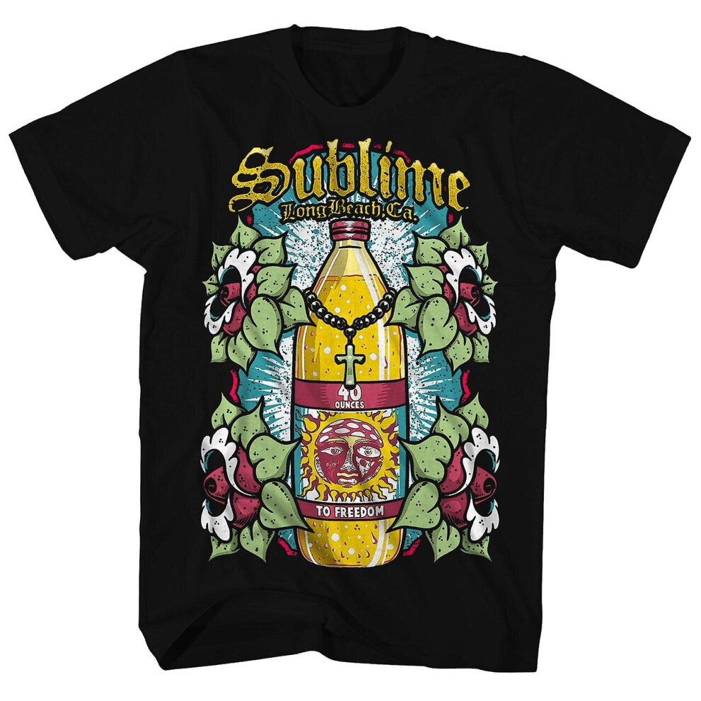 (L) Sublime T Shirt Floral Oz. To Freedom Bottle Sublime Shirt