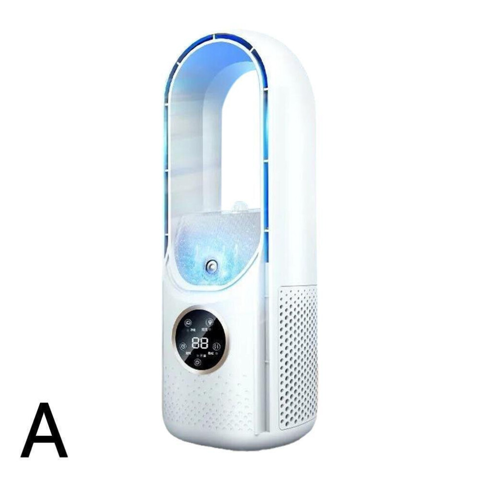 (  White) Portable Air Cooler Leafless Electric Fan 6 Speed Silent Timer