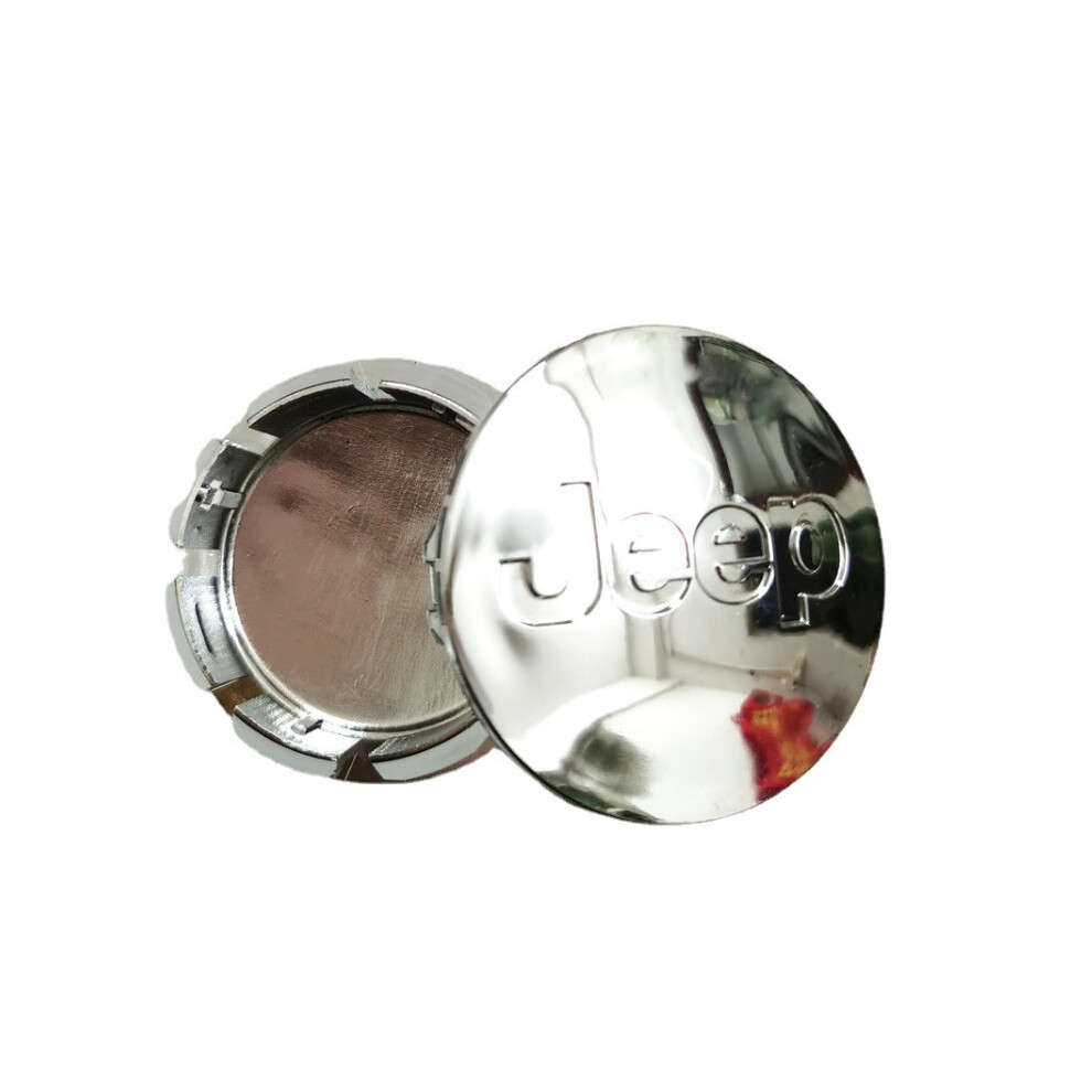 (Bright silver) 4PCS Wheel Hub Center Caps Jeep Chrome Badge 56mm