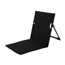 ( Black) Floor Chair with Back Support Beach Folding Cushion Seat for Garden Trekking