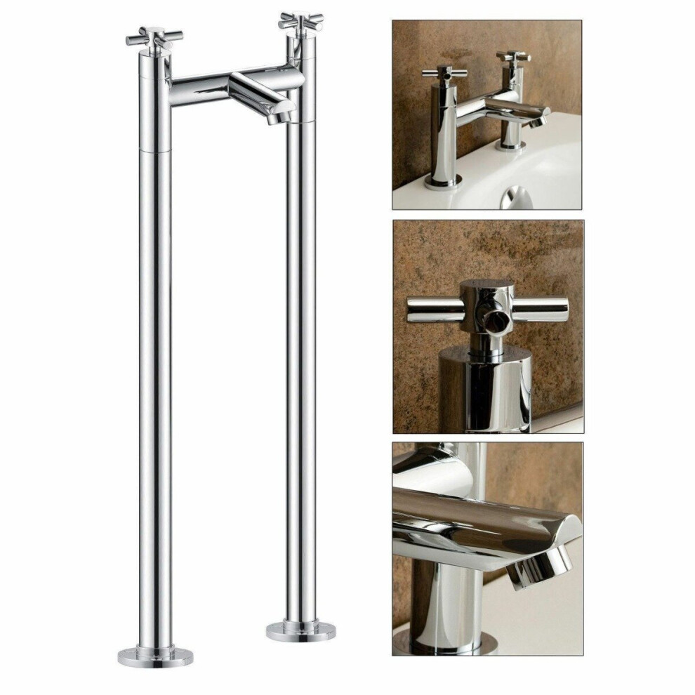 Crox Traditional Freestanding Bath Filler Mixer Tap with Pipe Legs
