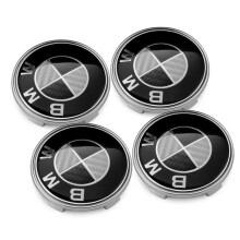 BMW COMPATIBLE ALLOY WHEEL CENTRE CAP 68MM BLACK CARBON LOOK