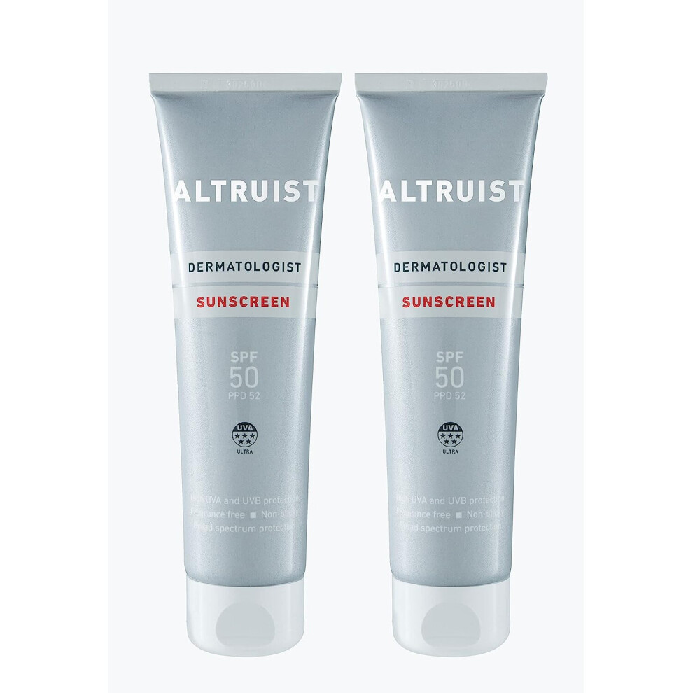 ALTRUIST. Dermatologist Sunscreen SPF 50 Superior 5-star UVA protection by Dr Andrew Birnie one pack with 2 tubes (100ml x 2 tubes)