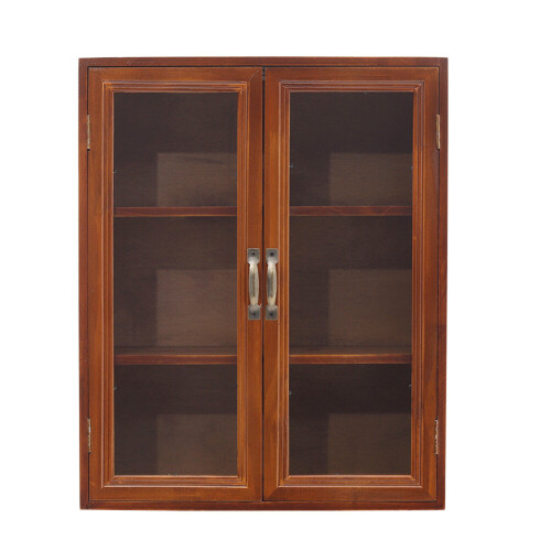 Living And Home Rustic Wood Desktop Storage Organizer with 2 Doors
