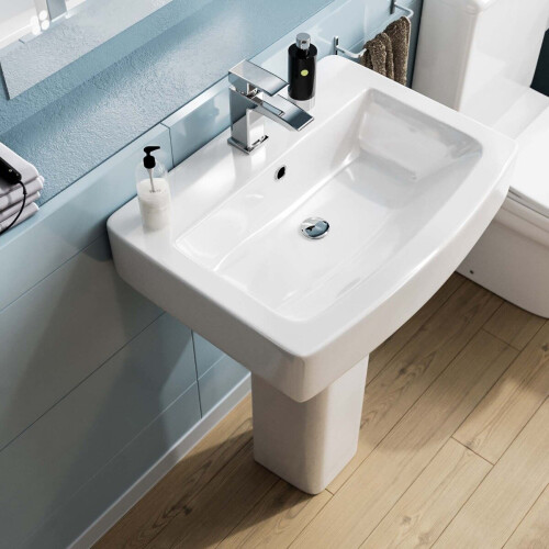 NES Home Kelly Square Basin And Full Pedestal White 2