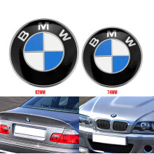 2pcs 82/74mm Blue Badge Bonnet Trunk Emblem for BMW 3 5 7 Series E36