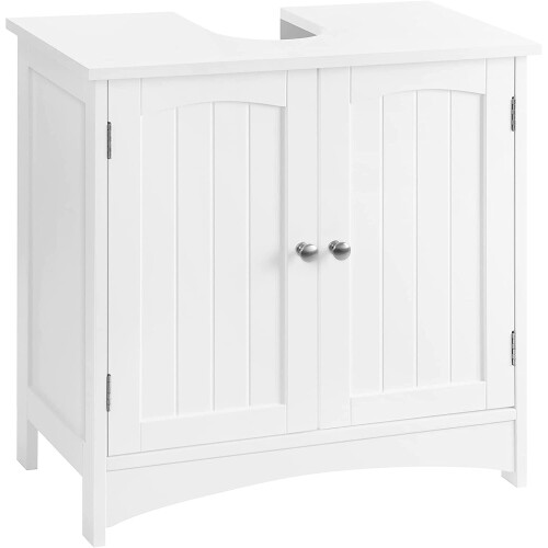 Under Sink Floor with 2 Doors Wooden White Cupboard MDF 60 x 60 x 30 cm