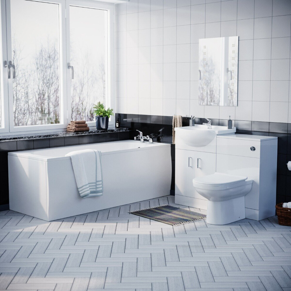 Nes HomeBath, BTW Toilet, 550mm Basin Flat Pack Vanity & WC Unit Suite