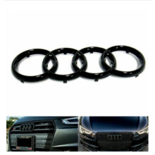 Audi Hood Rings Emblem Front Bonnet Grill Badge Logo Gloss Black 273mm