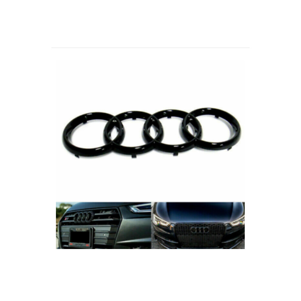 Audi Hood Rings Emblem Front Bonnet Grill Badge Logo Gloss Black 273mm