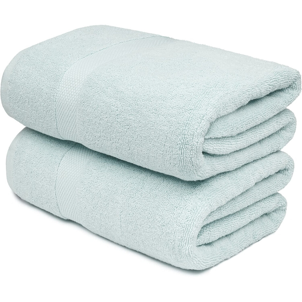 (Aqua) 2 X Super Jumbo Bath Sheets (100 x 200 cm) Primium 100% Egyptian Combed Cotton Extra Large Bath Sheet Towels XL Body Wrap Towe