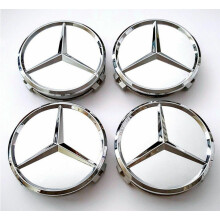 4x Mercedes Benz Alloy Wheel Centre Cap 75mm Badges Silver Hub A C E S