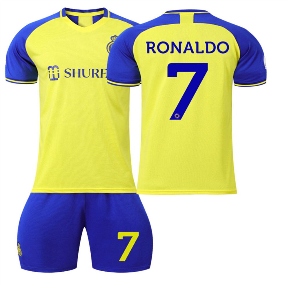 (Yellow, 6-7 Years) Mens/Kids Al-NASSR FC Soccer Ronaldo #7 Jerseys 