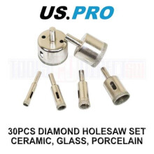 US PRO Tools 30pc Diamond Holesaw Set For Ceramic, Glass, Porcelain 9192