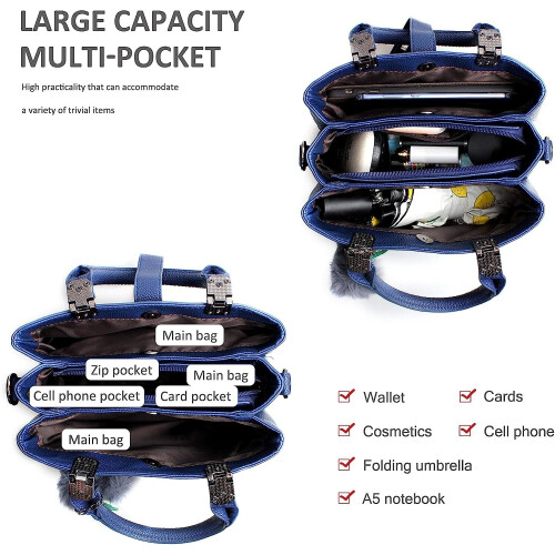 (Blue) Womens Handbag Fashion Ladies Shoulder Bag 2