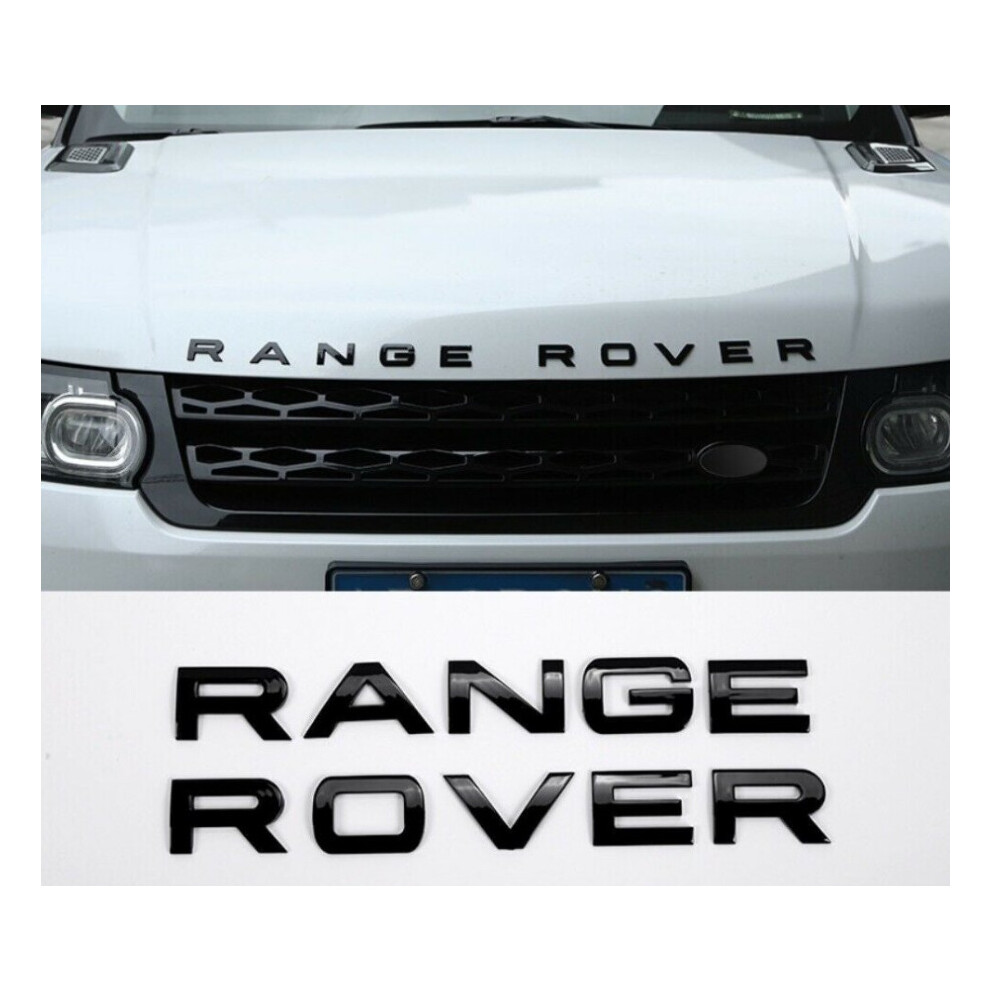 RANGE ROVER Gloss Black Lettering Badge Emblem Front Or Rear