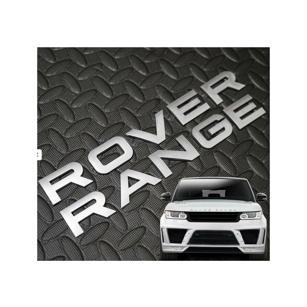 RANGE ROVER Matt Silver Lettering Badge Emblem Front Or Rear