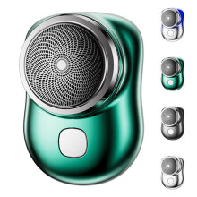 (Green) Mens Electric Razor Mini Portable Shaver Beard Trimmer Waterproof Razor USB Charging