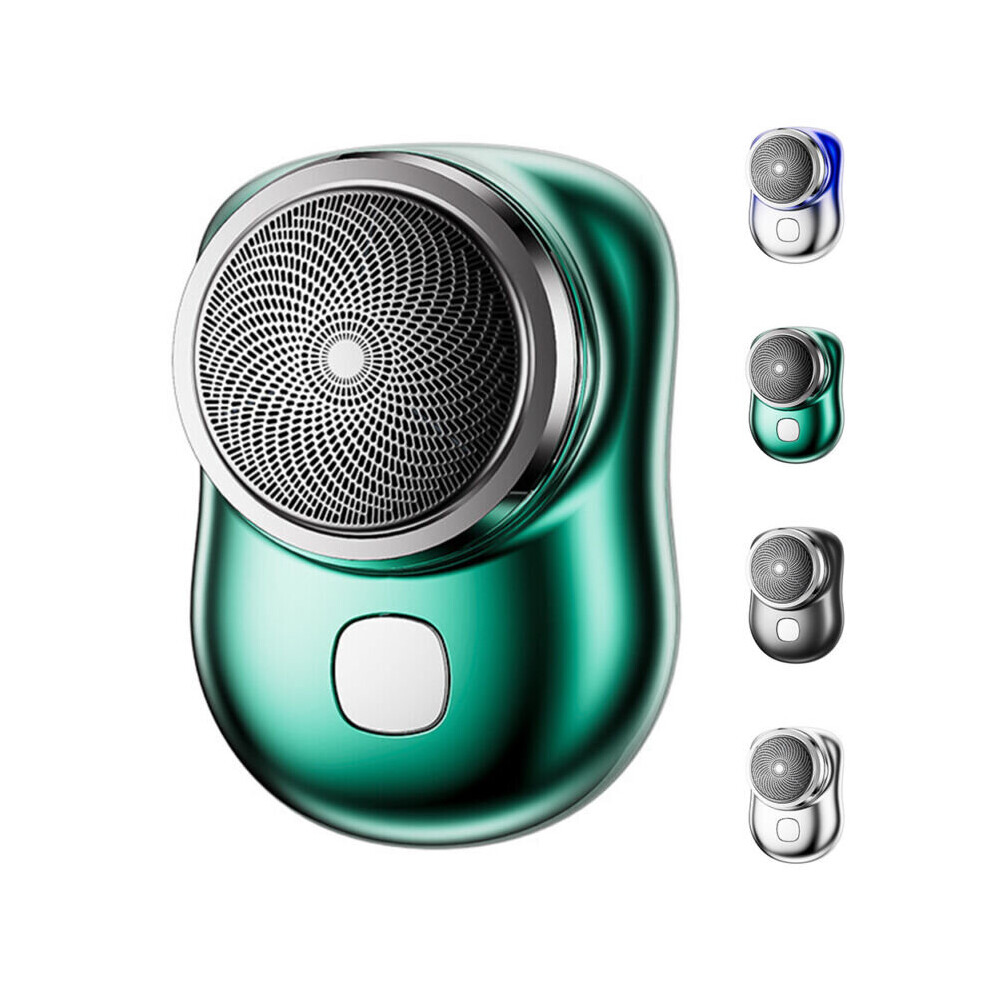 (Green) Mens Electric Razor Mini Portable Shaver Beard Trimmer Waterproof Razor USB Charging