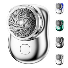 (Silver) Mens Electric Razor Mini Portable Shaver Beard Trimmer Waterproof Razor USB Charging