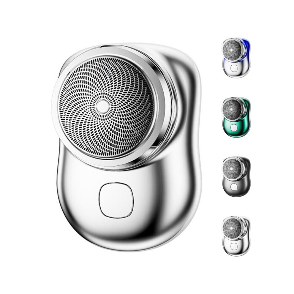 (Silver) Mens Electric Razor Mini Portable Shaver Beard Trimmer Waterproof Razor USB Charging-image-OPC-PBVR8FM-NEW