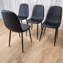 Dining Chairs Set Of 4 Faux Leather Padded Black Kitchen Dining Room