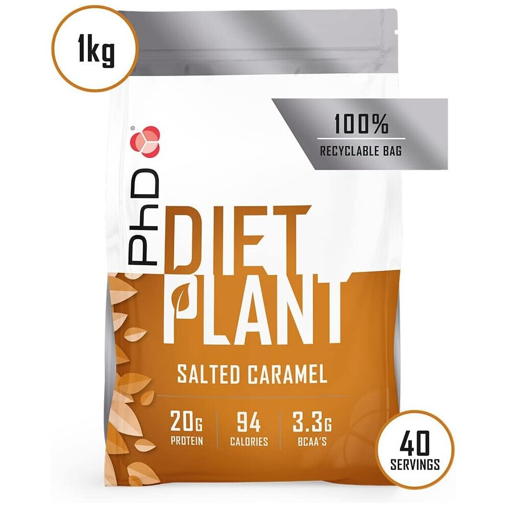 PhD Nutrition Diet Plant Protein Powder, Salted Caramel (Vegan), 1 kg