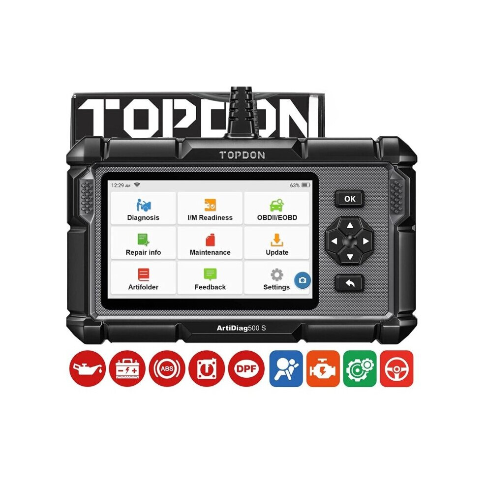 OBD2 Scanner TOPDON ArtiDiag500S Car Diagnostic Scan Tool, Engine ABS SRS Transmission Diagnostics Tool with 5 Resets Services