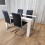 Dining Table and 4 Faux Leather Black White Padded Chairs Dining Set 5