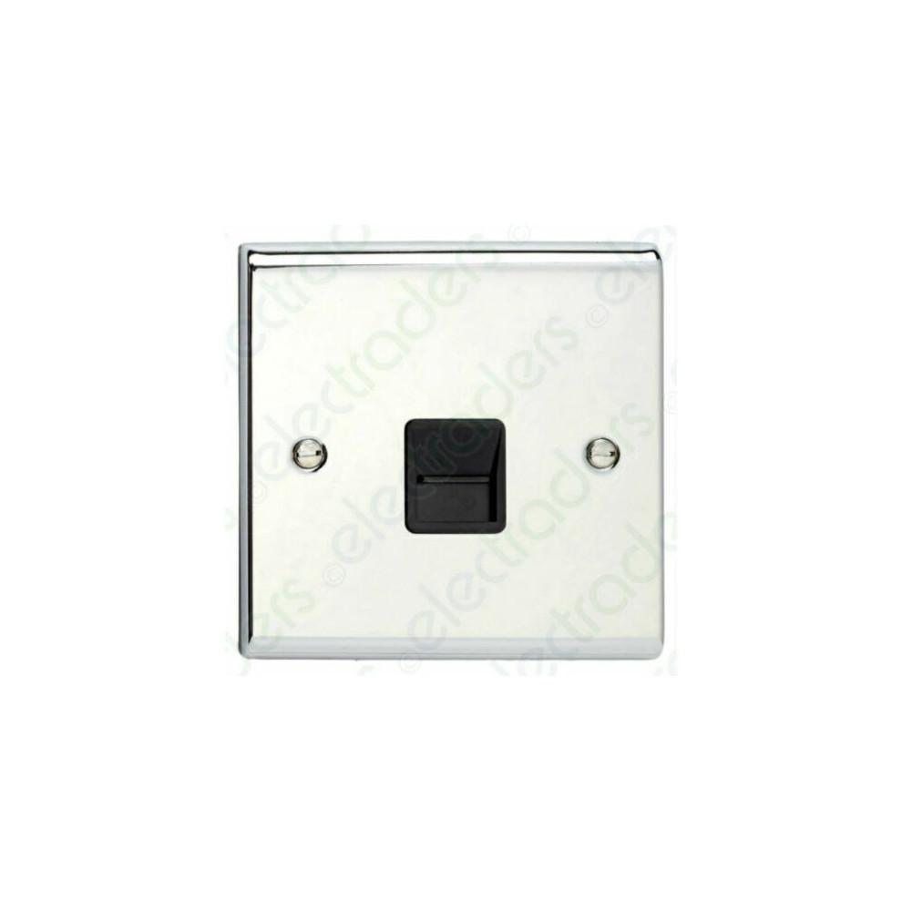 Deta Sd1353chb Telephone Socket 1 Gang - Secondary (Polished Chrome/Black Inserts) 5016211209403