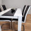 Dining Table and 4 Faux Leather Black White Padded Chairs Dining Set 3