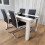 Dining Table and 4 Faux Leather Black White Padded Chairs Dining Set 1