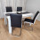 Dining Table and 4 Faux Leather Black White Padded Chairs Dining Set 8