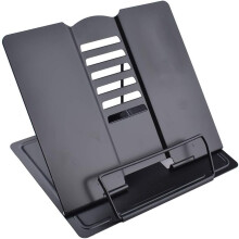 Metal Book Stand Folding Reading Stand Anti-Slip Adjustable Desktop Bookend Cookbook Rest Book Holder (Black)